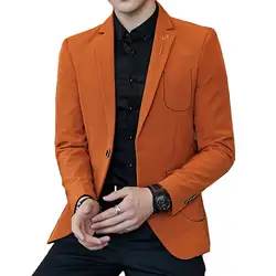 Для мужчин весна и осень Новый Блейзер/модный дизайн пошив сплошной цвет тонкий одна кнопка Высокое качество повседневное пиджак 2019