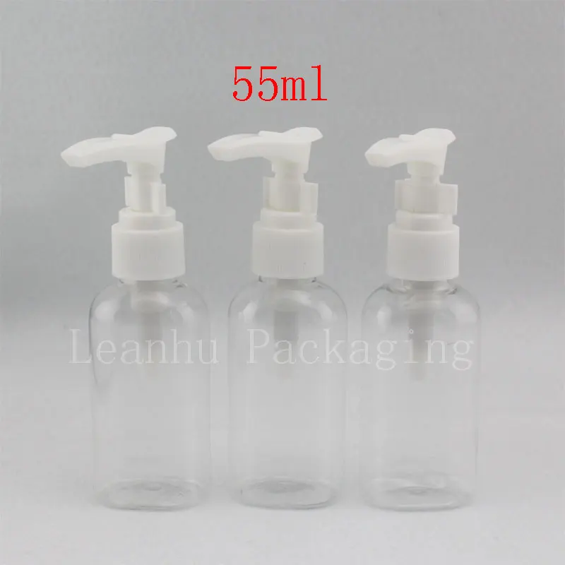 Buy 55ml x 50 empty transparent oval shape cosmetic lotion bottle with white
