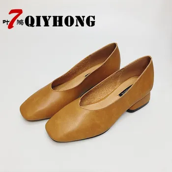 

2018 New Summer Wild With Single Shoes Middle-Aged Shoes Leather Low Fashion Shoes Soft Bottom Shoes Woman