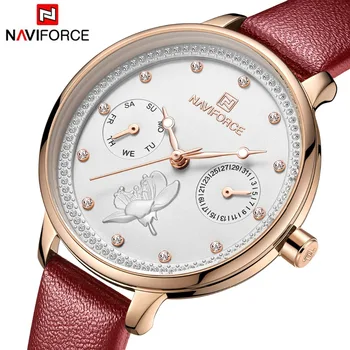 

Naviforce Women Watch Fashion Leather Watchband Quartz Watch Date Week Casual Wristwatch Gifts For Girls Zegarek Damski 2019 New