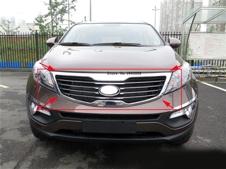 

Original ABS Chrome Front Grille Around Trim Racing Grills Trim Fit For kia Sportager model 2
