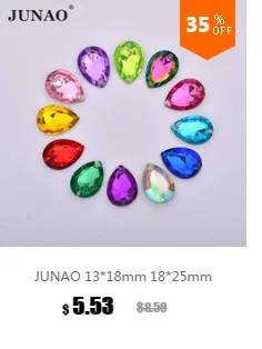 JUNAO 10*14 мм 13*18 мм, форма в виде капли Аквамарин Стразы ab Crystal Пришивные акриловые кристаллы камни не Вышивание стразами бусины