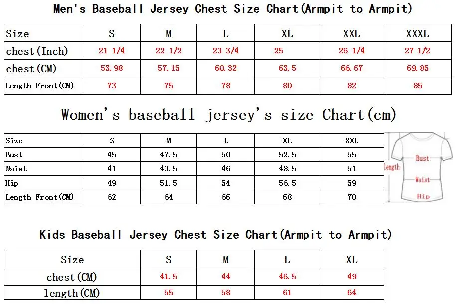 baseball size chart