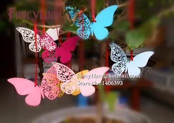 

50PCS DIY Laser Cut Name Place Card Paper Card Table Mark Hang Tag Card Wedding Favors Party Decoration butterfly Book Mark