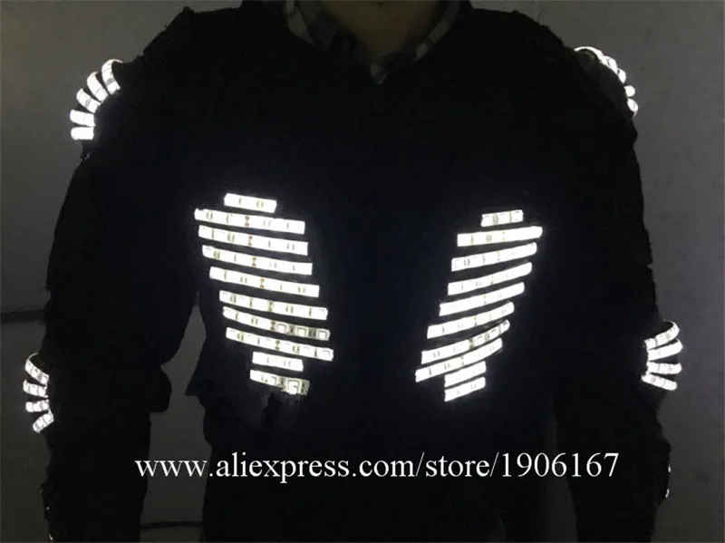 Led Luminous Costume Clothes For Dancing LED Growing Lighting Robot Suits Clothing Men Event Party Supplies04