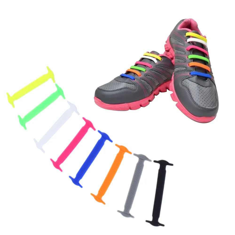 16Pc/Set Novelty Women Men Athletic Running No Tie Shoelaces Elastic Silicone Shoe Lace All Sneakers Fit Strap Worldwide sale