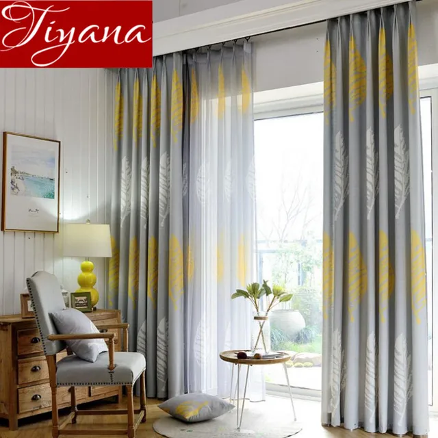 Rustic Curtains Leaves Print Voile Modern Window Living Room Bedroom Rustic Curtains Leaves Print Voile Modern Window Living Room Bedroom Tulle Curtain Kitchen D Fabric Home Textile X343 30
