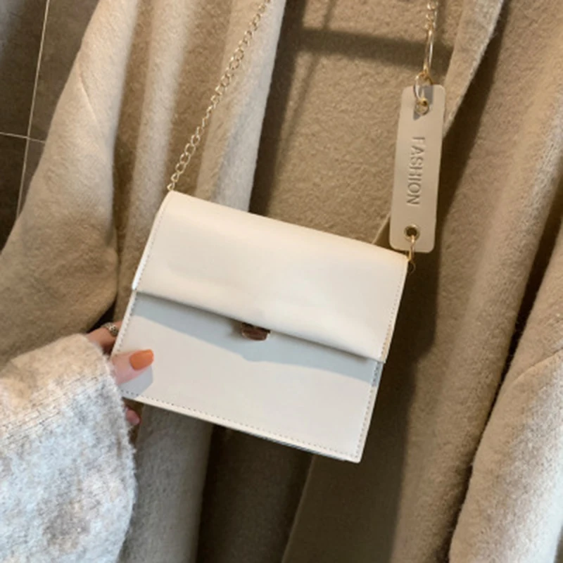 

shoulder bags for women 2019 Solid color metal lock PU leather Women's Designer Handbag fashion Chain Shoulder Messenger bags