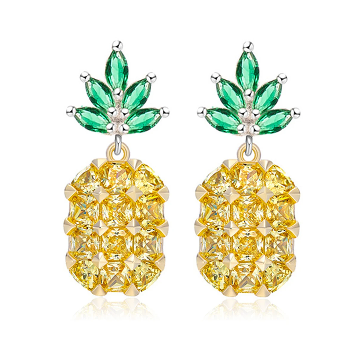 Womens Girls Cute Bling Gold Pink Fruit Pineapple Crystal Ear Stud Earring