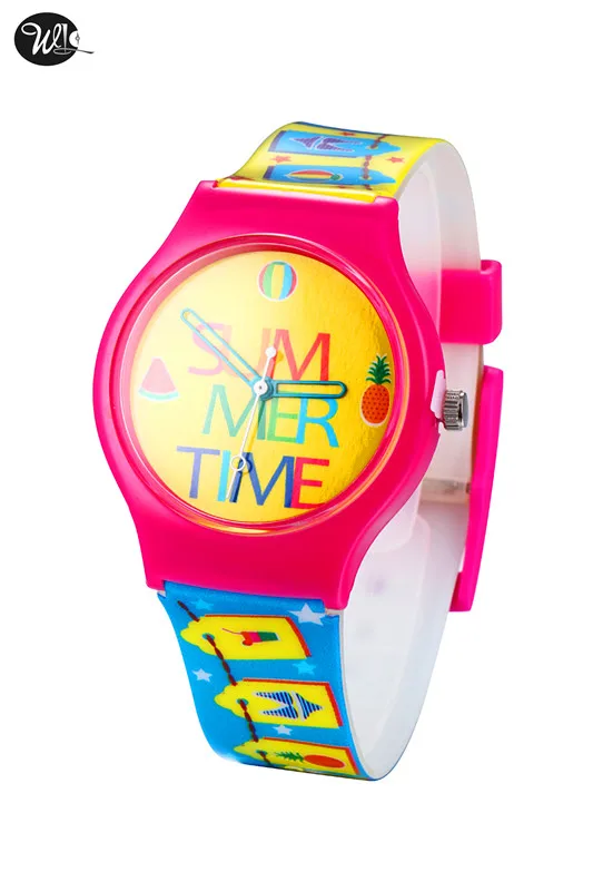 Кварцевые часы детей Креативный дизайн водонепроницаемые спортивные часы для девочек happy узор часы WL Марка