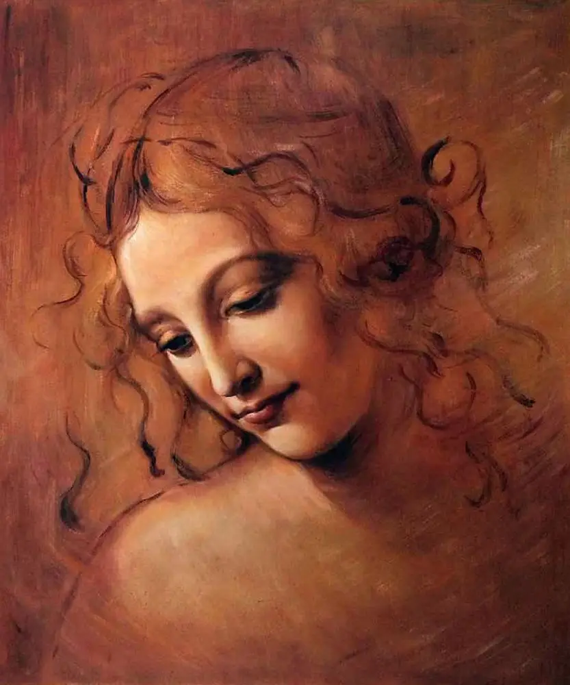 

High Quality, Portrait Oil Painting, Female Head (La Scapigliata) by Leonardo Da Vinci, Masterpiece Painting, Handpainted