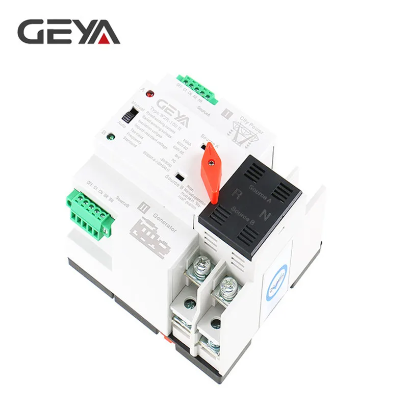 Free Shipping GEYA Din Rail 220V 2Pole ATS Power Automatic Transfer Switch 63A 100A 50/60Hz PC Grade ATSE