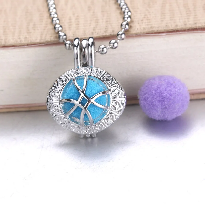 

6pcs 4 colors basketball Aroma Diffuser Necklace Perfume Essential Oil Diffuser Aromatherapy Pendant Necklace Pearl cage