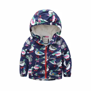 

M88 Fashion Cartoon Printing Winter Cotton Chirden Thicken Padded Lining Jacket Hoodies Keep Warm Boys Girls Coat Tops Outwear