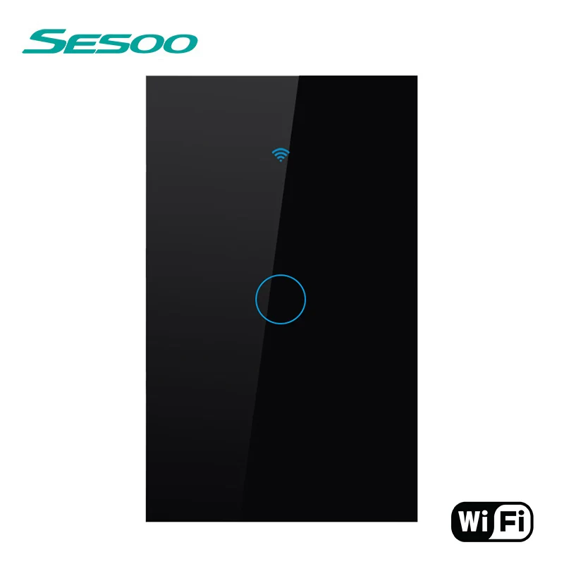 SESOO wifi умный сенсорный выключатель приложение беспроводной дистанционный светильник настенный выключатель Хрустальная стеклянная панель работает с Alexa/Google Home - Цвет: WIFI-US-SK3-01 Black