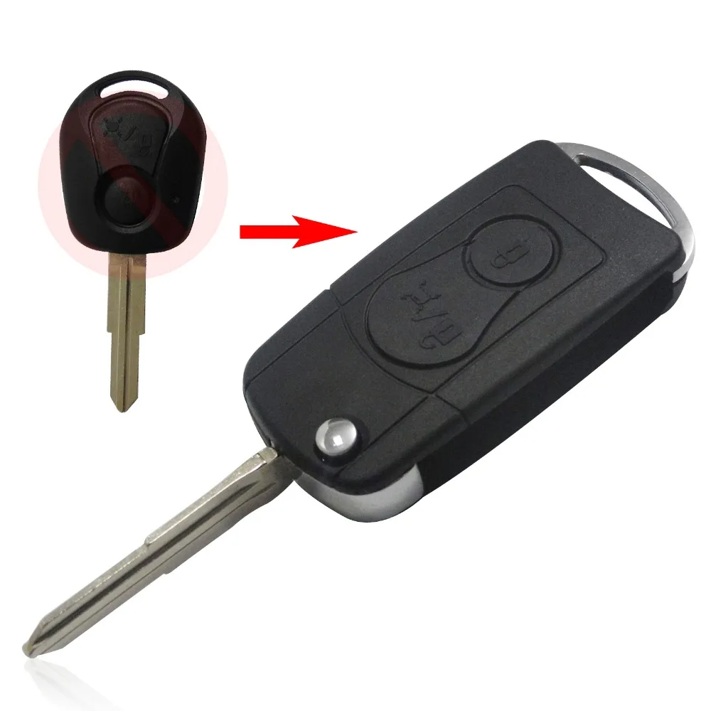 Replacement For Ssangyong 2 BUTTON Flip Remote Key Case SHELL For Actyon SUV Kyron with logo