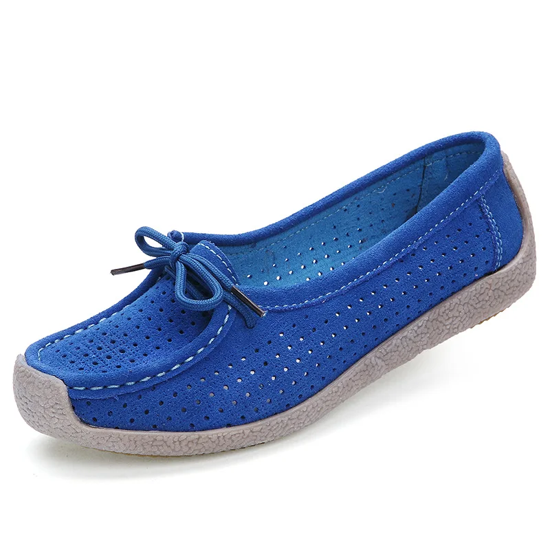 Koovan/Женская обувь на плоской подошве; коллекция года; сезон весна-лето; Новинка; милые тонкие туфли из натуральной кожи с эффектом потертости; обувь для отдыха на плоской подошве с кружевом; Женская обувь в горошек - Цвет: Blue