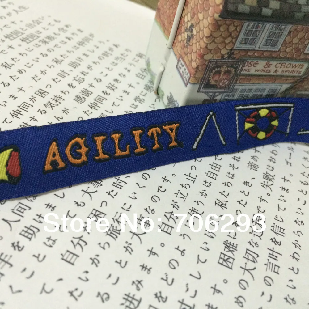 NEW 5 different colors 5/8 '(16 mmx10yards) Polyester Woven Jacquard Ribbon with Agility for dog collar KTZD15102888