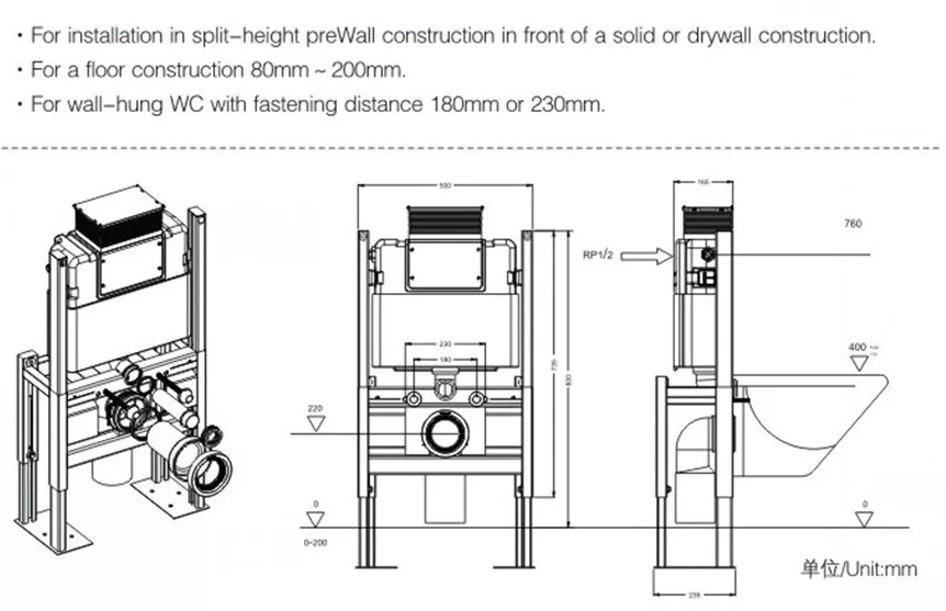 Concealed Cistern Hidden In Wall Flush Tank For Wall Hung Toilet
