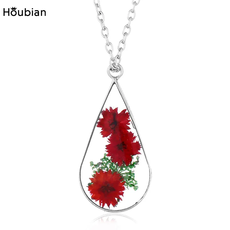 

Houbian Natural Dried Flower Manual Epoxy Necklace Flower Plant Specimen Drops Resin Dried Flower Necklace