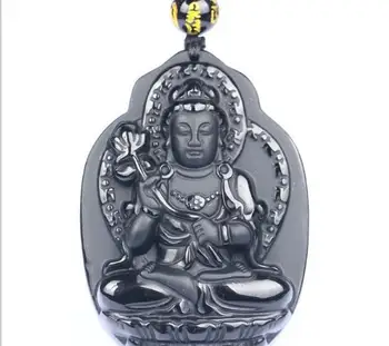 

Natural Obsidian Pendant Eight Great Patrondes to the Bodhisattva Ma Benming Buddha East China Sea o6#