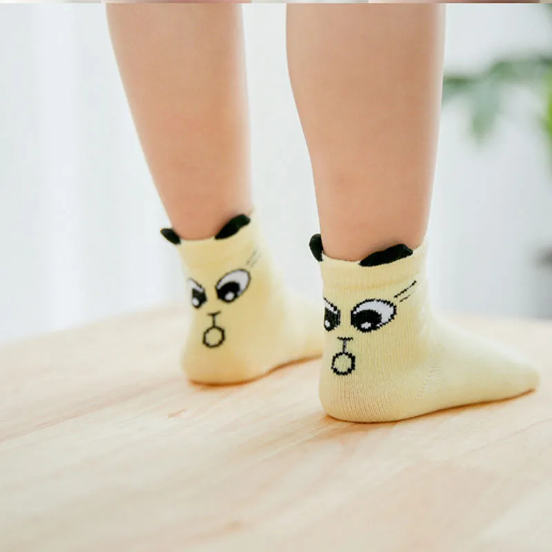 10 Pairs/Lot Pure Cotton Cute Yellow Socks Kids Anti Slip Cartoon 0 24 Months Baby Sock Newborn