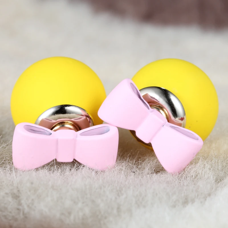 

Modyle Fashion Summer Style Double Sided simulated Pearl Bow Stud Earring for Women Aretes Brincos boucle d oreille oorbellen
