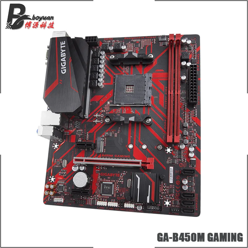 Gigabyte GA B450M GAMING(rev. 1,0) AMD B450/2-DDR4 DIMM/M.2/USB3.1/Micro-ATX/New/Max-32G двухканальная материнская плата AM4