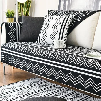 

Slipcovers Sofa Cover Couch Cover Sofa Towel Black White Stripped Sectional Sofa Cover Love Seat Patio Furniture Home Textile