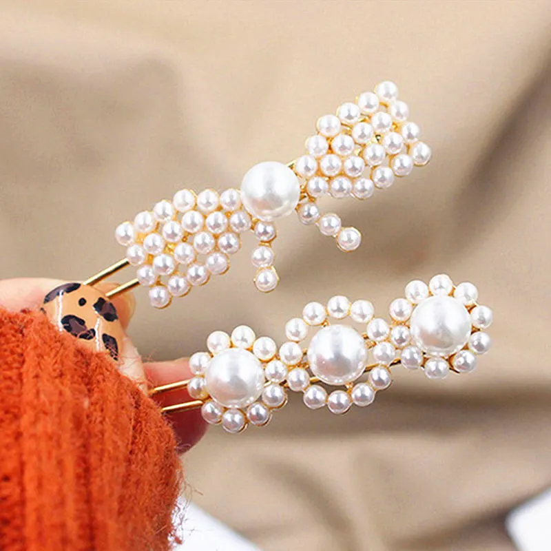 

Imitation Pearl Hair Clip Retro Flower Barrette Stick Hairpin Fashion Hair Styling Accessories For Women Girls 2019 Jewelry Gift