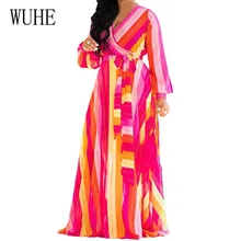 WUHE New Floral Print Chiffon Maxi Dresses Sexy Deep V-neck Lace Up Long Sleeve Loose Dress Autumn Vintage Clothing for Women WUHE New Floral Print Chiffon Maxi Dresses Sexy Deep V-neck Lace Up Long Sleeve Loose Dress Autumn Vintage Clothing for Women