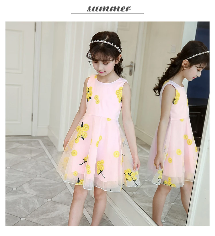 Летнее платье для девочек 6, 9 лет г., детское платье без рукавов, 10 лет газовое платье принцессы для девочек 12, 13, 11 лет, модная летняя одежда для девочек