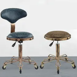 B регулируемая высота ногтей вышивка стулья с высокой эластичная губка ретро бронзовое парикмахерское кресло поворот Лифт красота