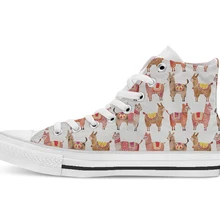 Alpacas/ дизайн; высокие парусиновые туфли на заказ; повседневная обувь на плоской подошве; Прямая