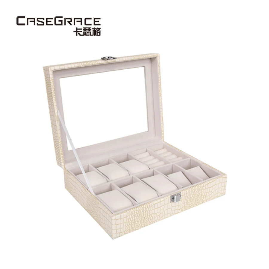 Casegrace прямоугольник аппаратной женские часы ящики для хранения Искусственная