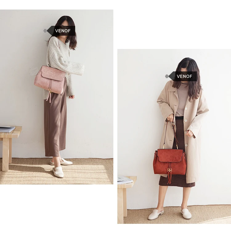 Осенне-зимняя новая стильная женская сумка через плечо из спилка двойного назначения, модная Женская дорожная сумка, вместительная кожаная сумка для женщин