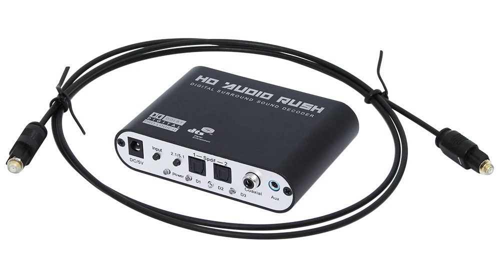 

AC3/DTS Digital Optical Audio To 5.1/2.1 Channel Stereo Analog RCA Converte