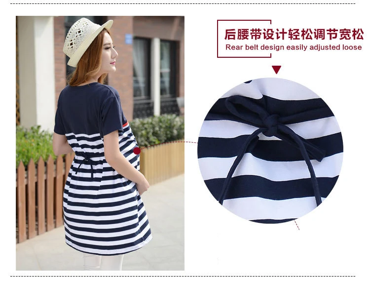 Cotton Striped Nursing Dress for Pregnancy Woman Short sleeve Summer Maternity Dresses Clothing Breastfeeding Nursing Dress (19)