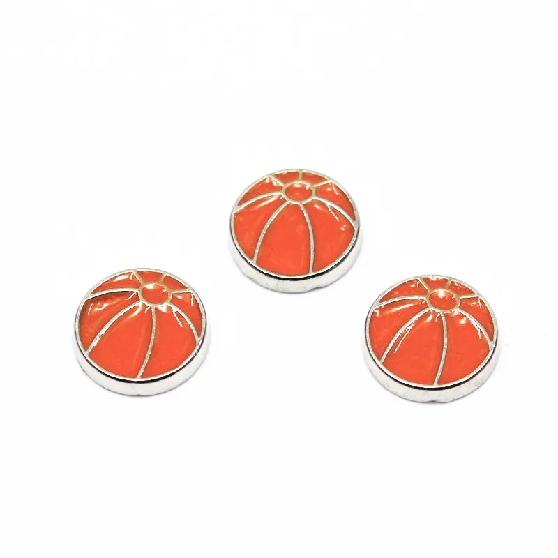 Hot Sale 10pcs/lot Silver Enamel Orange Basketball Floating Charms Fit Glass Memory Lockets Necklace DIY Jewelry | Украшения и