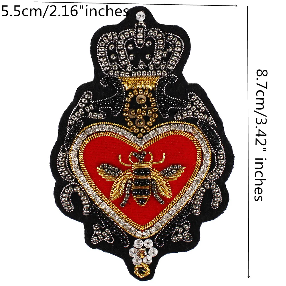 y manualidades parches para ropa de pantalones Insignias vintage de seda india con diseño de corona abeja 1 pieza A vemax.es