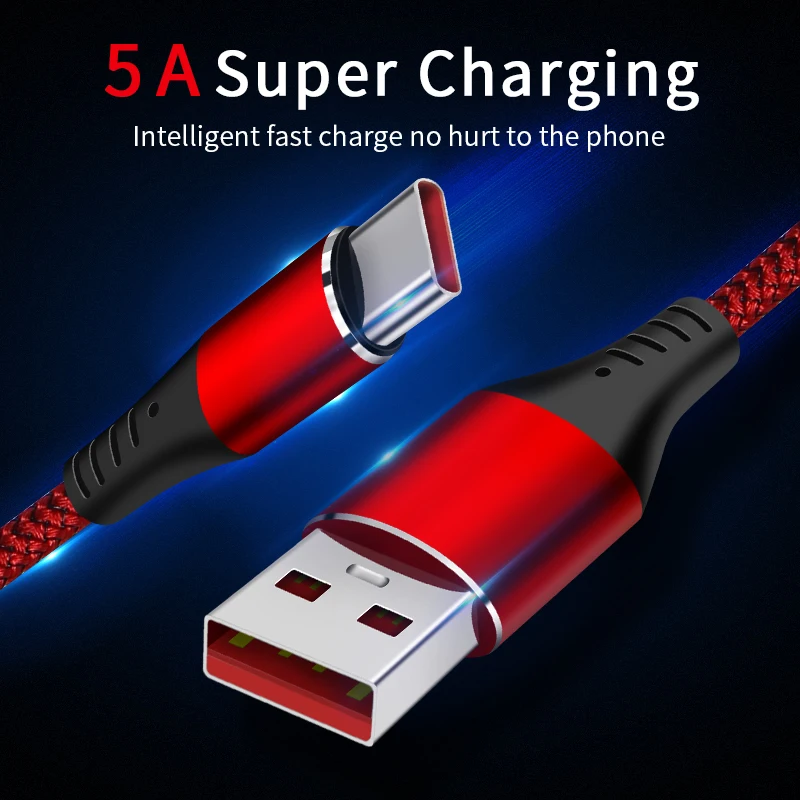 

Mobile Phone Cables USB Type C Cable for Xiaomi Redmi Note 7 mi9 5A Quick Charge Sync Data USB C Cable for Huawei p20 Galaxy s10
