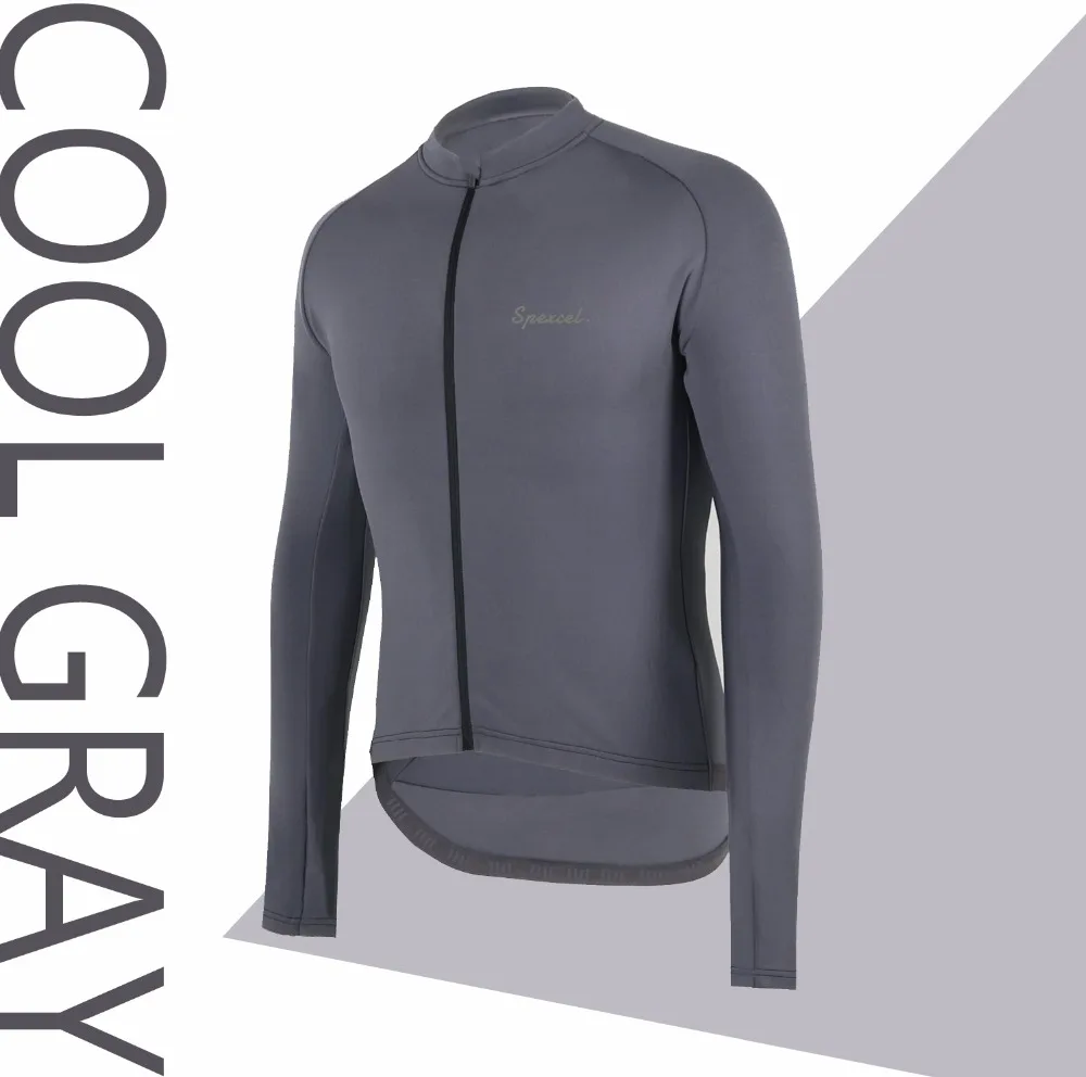 Kopen 2018 SPEXCEL Cool grijs Pro team ras fit Winter Lente thermische fleece Wielertrui Fiets kleding voor 10 20 graden rit
