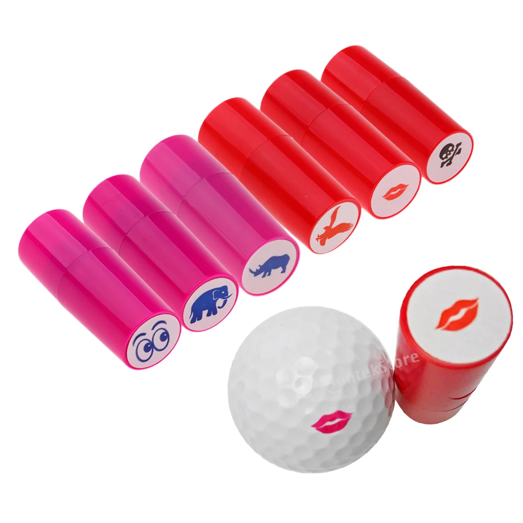 6 Pieces  5.3cm ABS Plastic Colorfast Quick-dry Golf Ball Stamp Stamper Marker Impression Seal