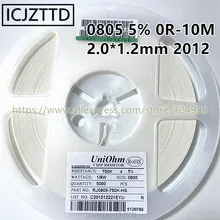 100 Uds 1/8W 0805 RJ, 5% * 2,0*1,2 Res 0R 1R 1.1R 1R1 1.2R 1R2 1.3R 1R3 1.5R 1R5 1.6R 1R6 1.8R 1R8 2R 2.2R 2R2 2.4R 2R4 2.7R 2R7