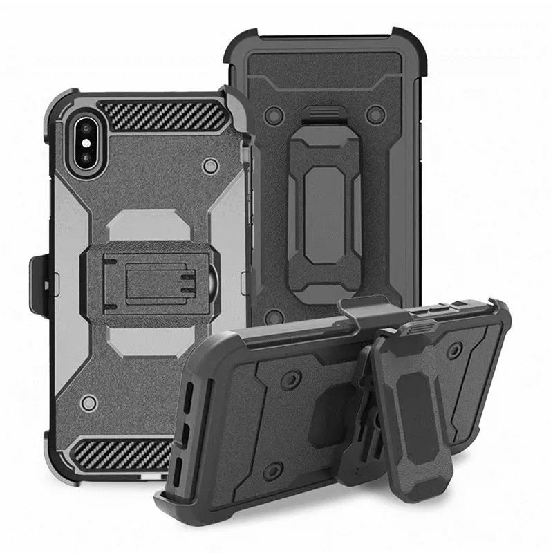 

For Iphone X XS MAX Xr 6 7 8 Plus 5S SE Anti Shock Kickstand Belt Clips Armor Case Shockproof Full Protector Rubber Cover Cases