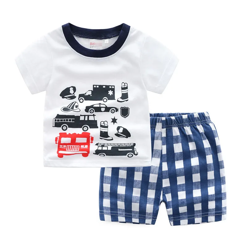 Summer New European and American Dinosaur Cartoon Children's Set Boys Short Sleeved Boys T Shirt Middle Pants Children's Suit Summer New European and American Dinosaur Cartoon Children's Set Boys Short Sleeved Boys T Shirt Middle Pants Children's Suit