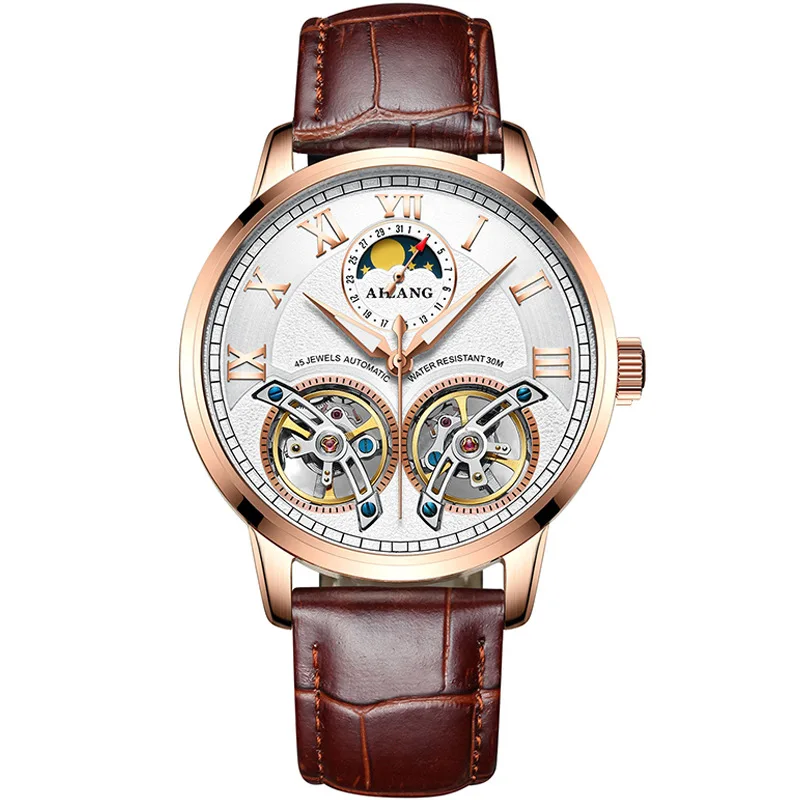 Moon Phase Мужские автоматические механические наручные часы турбийон матовый