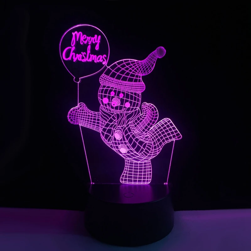 Новый Рождественский Декор Снеговик RGB лампа 3D визуальные Светодиодные ночные