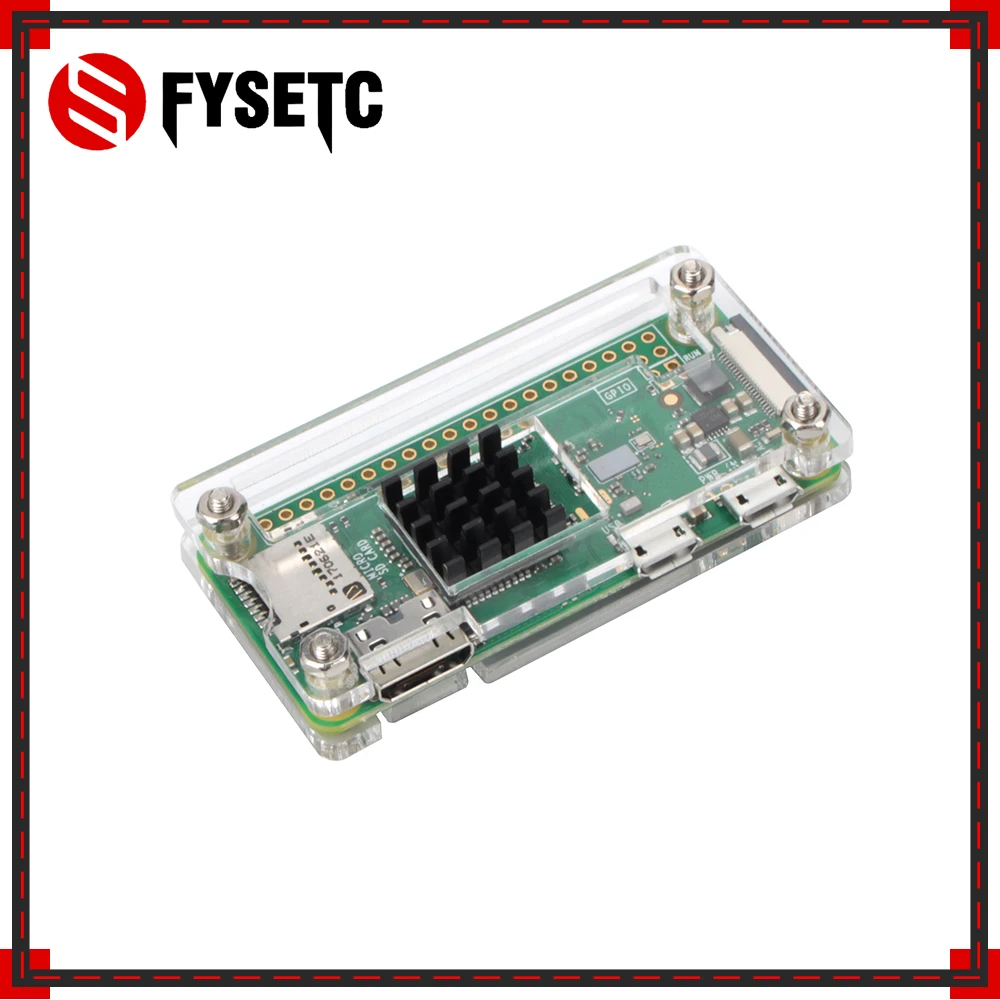 Raspberry Pi Zero W Case Acrylic + Black Aluminum Heat Sink Transparent Box compatible for V 1.3 Board | Компьютеры и офис
