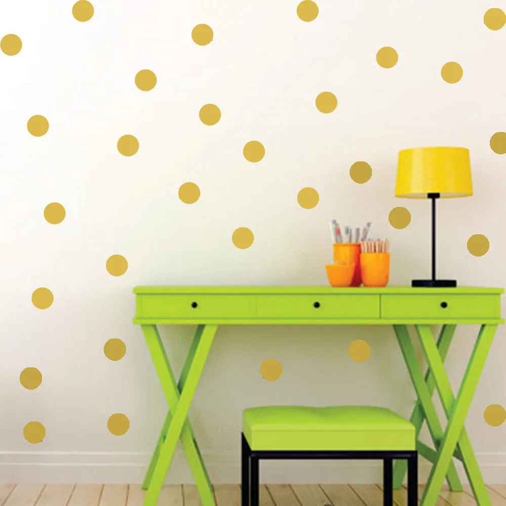 

3/5/7/10/cm 54/20/35pcs Kids Scandinavian Style Golden Polka Dots Sub Bedroom ART Decor Wall Sticker Home description for Kid